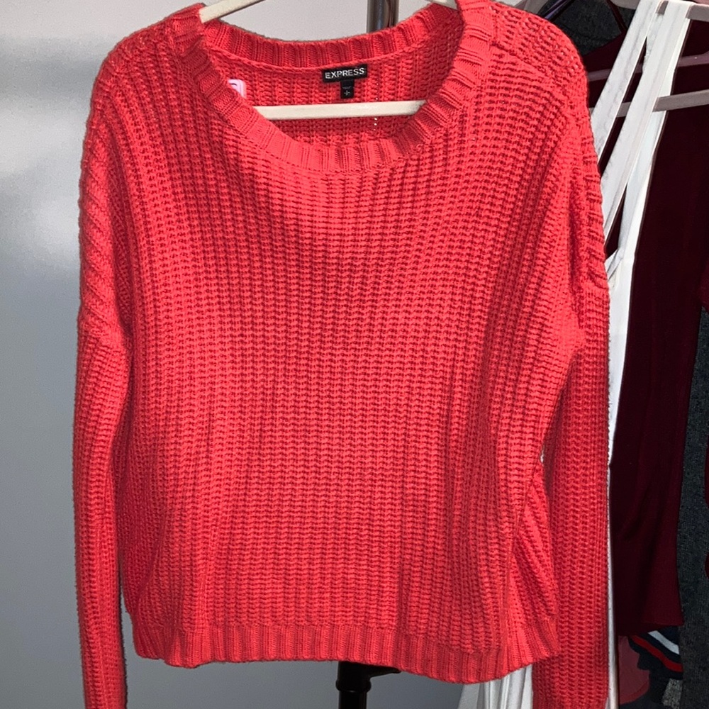 Express Chunky Knit Sweater - Orange, Size Small